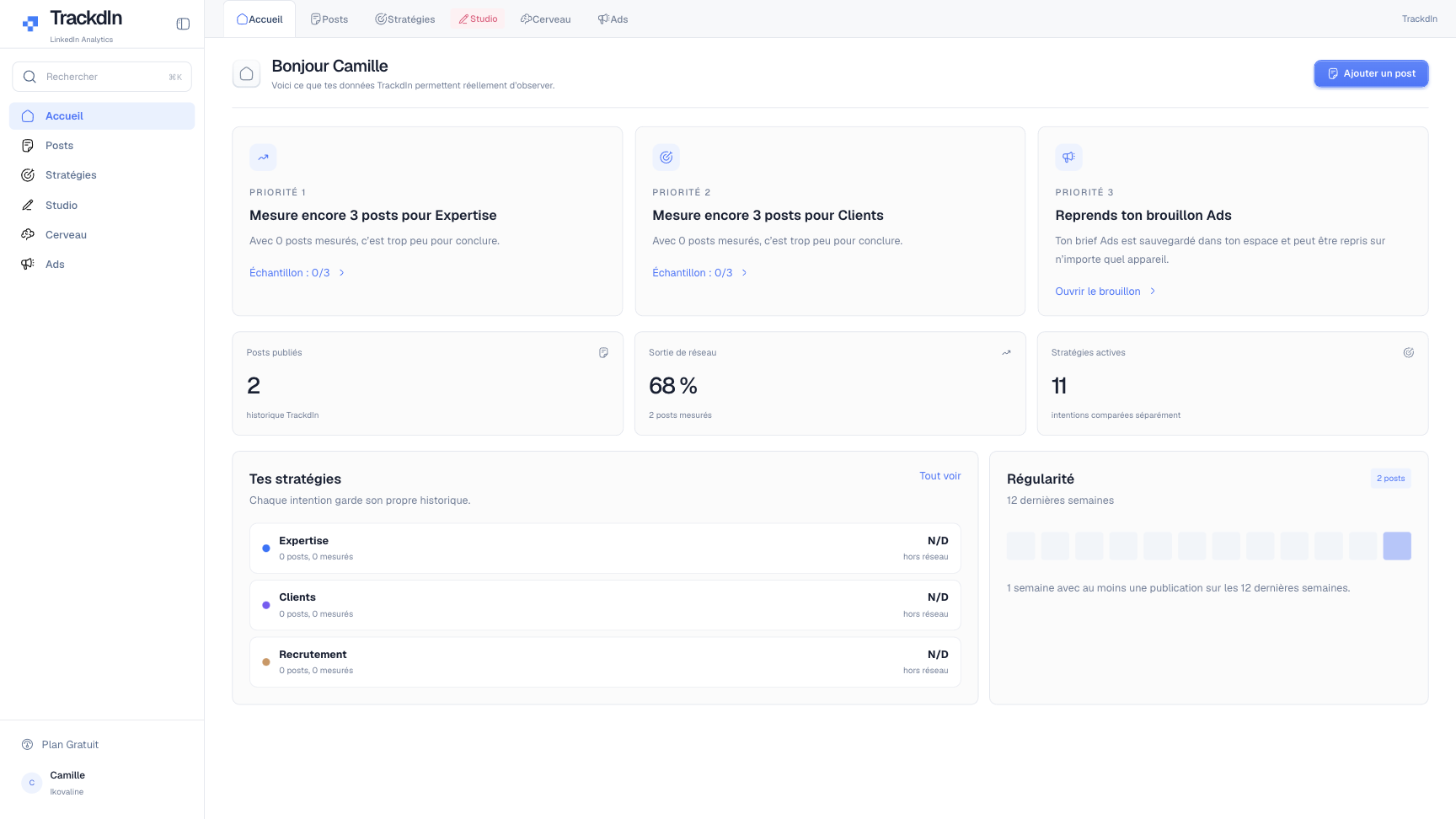 Espace TrackdIn, du post organique jusqu’à LinkedIn Ads
